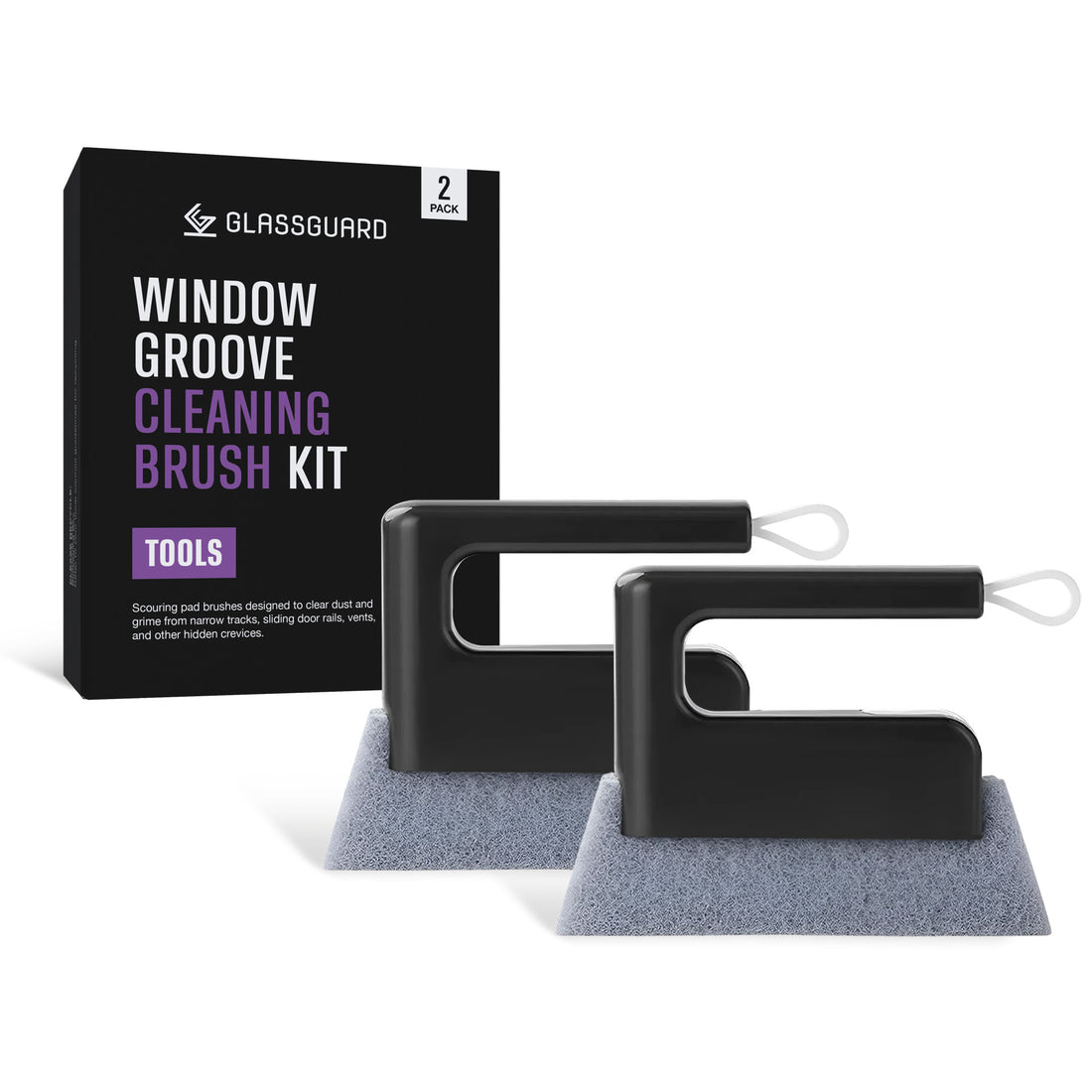 GLASSGUARD Window Groove Cleaning Brush 2 Pack for cleaning window tracks and sliding door rails