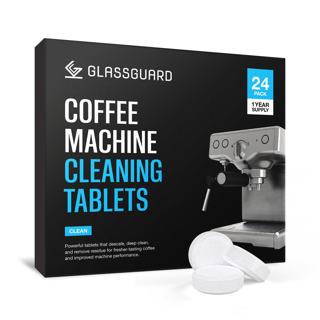 GLASSGUARD Coffee Machine Cleaning Tablets for descaling and removing coffee oils