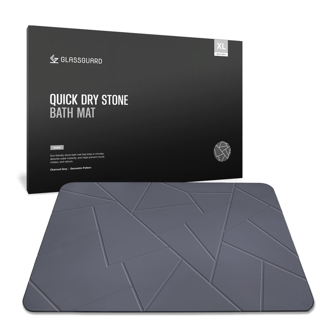 GLASSGUARD Quick Dry Stone Bath Mat made from diatomaceous earth, absorbent and non slip