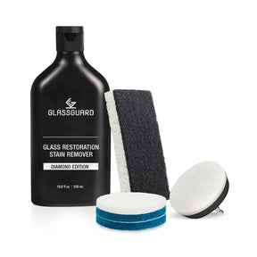 Glass Stain Remover + Drill Scrubbing Pads Bundle