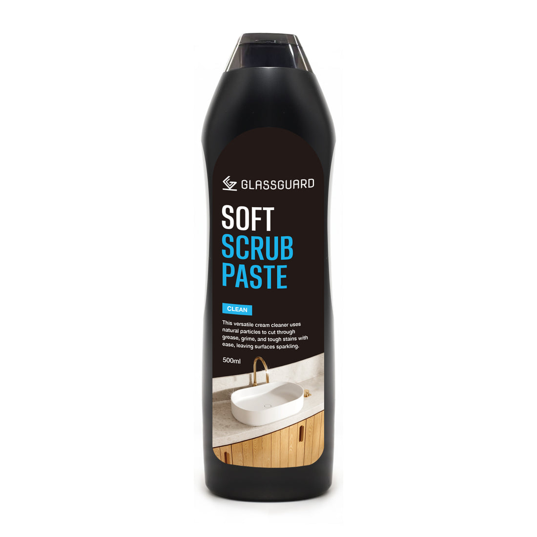 GLASSGUARD Soft Scrub Paste is a multi-purpose cream cleaner that cleans stubborn dirt without damaging surfaces.