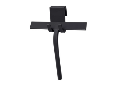 Black GLASSGUARD Silicone Squeegee, ideal for cleaning glass, tiles, and mirrors. Perfect for windows, bathrooms, and showers, with a sleek matte black design and a hook for easy storage.