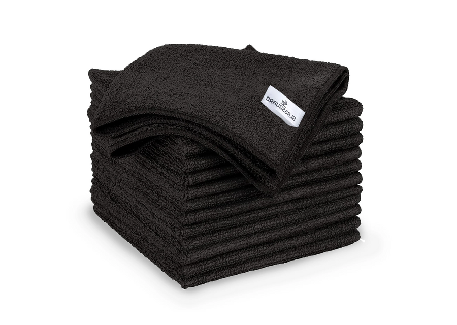 GLASSGUARD Microfibre Cloth Pack – Pack of 20 eco-friendly, high-GSM, lint-free, quick-drying cloths for deep cleaning. Soft, durable, machine-washable, hypoallergenic, and non-abrasive—ideal for glass, home, office, car, and commercial use.